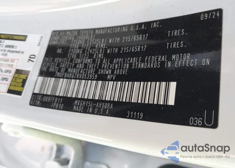 2024 Toyota Corolla Cross Hybrid S из США, поврежденный, VIN 7MUFBABG7RV053959